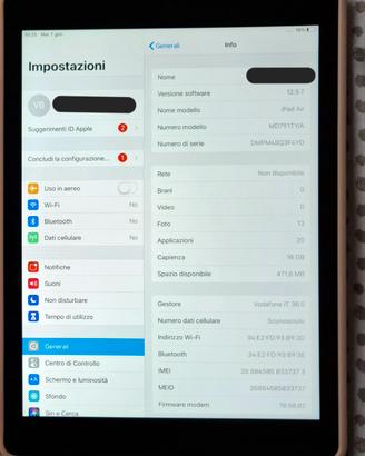 iPad Air 16 gb con sim