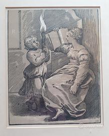 Quadro Xilografia ''Sibilla che legge''