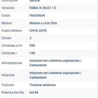 Pezzi Skoda Fabia 2019