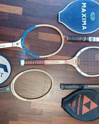 tennis 5 racchette vintage legno carbonio