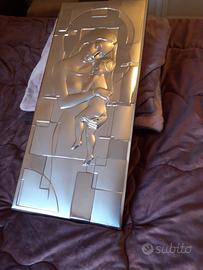 Quadro Madonna con Gesu' in Argento in altorilievo