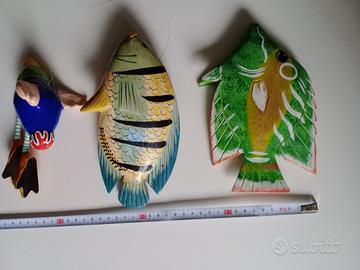 Pesce in legno esotico leggero dipinto a mano 3