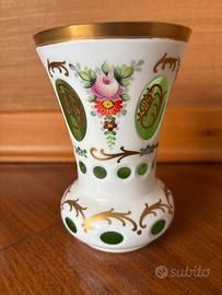 Vaso in cristallo bianco/verde boho biedermeier