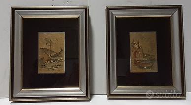 Quadri in foglia d' oro 23k dipinto a mano 