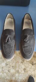 scarpe mocassino scamosciato marrone 
