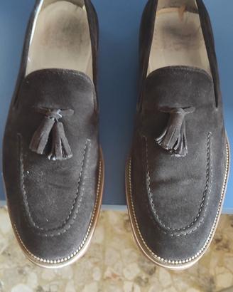 scarpe mocassino scamosciato marrone 