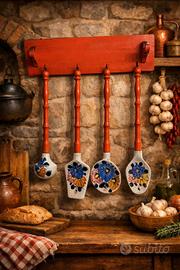 mestoli decorativi vintage in ceramica 