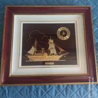 orologio quadro barca veliero 45x41 cm da parete 