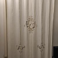 tenda lino intagliata a mano