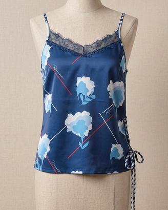 Rinascimento top satin blu con pizzo taglia M