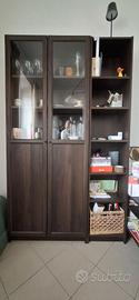 Vetrina/Libreria Billy Oxberg alta rovere scuro