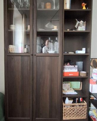 Vetrina/Libreria Billy Oxberg alta rovere scuro