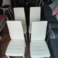 4 sedie pelle sintetica bianca