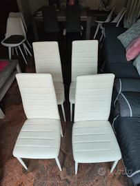 4 sedie pelle sintetica bianca
