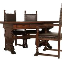 Scrivania in legno per studio + sedie in pelle