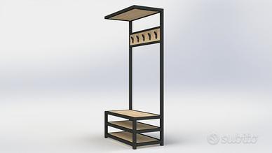 Appendiabiti con panca scarpiera stile industrial