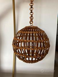 Lampadario a sospensione in rattan vintage