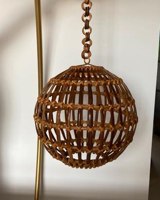 Lampadario a sospensione in rattan vintage