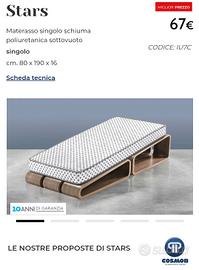 Materasso singolo Stars in schiuma poliuretanica 