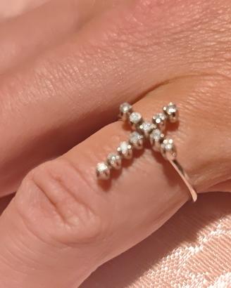 Anello 18kt con croce diamanti