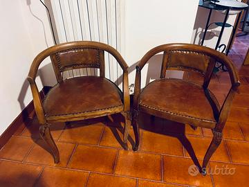 Coppia poltroncine vintage cuoio