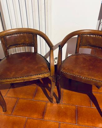 Coppia poltroncine vintage cuoio