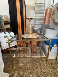 Tavolino Vintage in vetro e ottone stile Anni 70