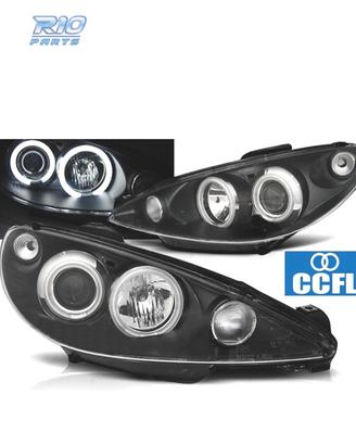 FARI PEUGEOT 206 98-08 ANGEL EYES CCFL FONDO NERO