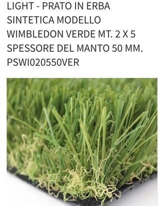 Prato sintetico Wimbledon 5x2 h. 5cm nuovi