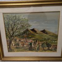 Quadro a olio con cornice in legno