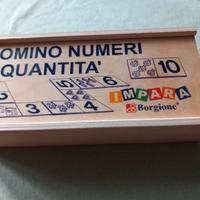 Gioco Domino numeri e quantità realizzato in legno