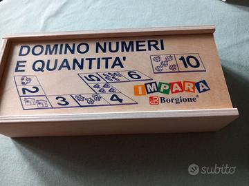 Gioco Domino numeri e quantità realizzato in legno