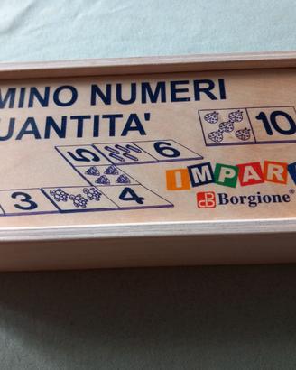 Gioco Domino numeri e quantità realizzato in legno