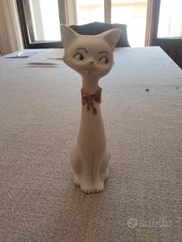 gatto in porcellana bianco e oro