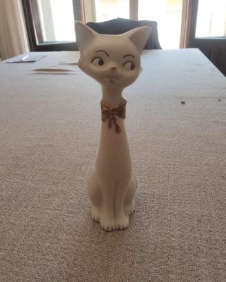 gatto in porcellana bianco e oro