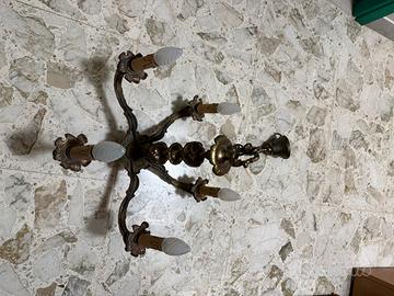 Lampadario bronzo 5 fiamme