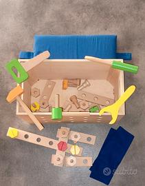 Panca attrezzi di legno giocattol