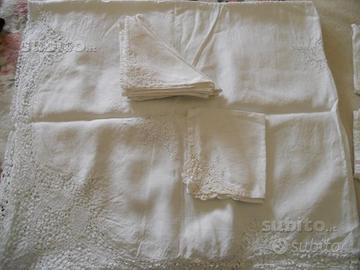 Antica tovaglia in tombolo puro lino
