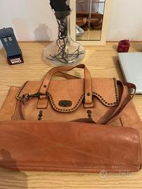 Borsa in pelle artigianale beige