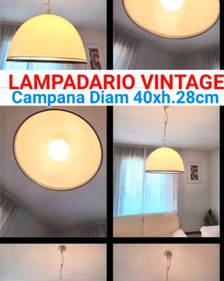 LAMPADARIO a Sospensione a Campana Vetro Vintage