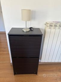 Scarpiera a 2 scomparti, marrone-nero, 49x28x93 cm