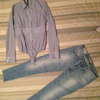 Jeans Liu Jo taglia 28-camicia a righe blu a body