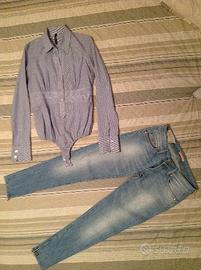 Jeans Liu Jo taglia 28-camicia a righe blu a body