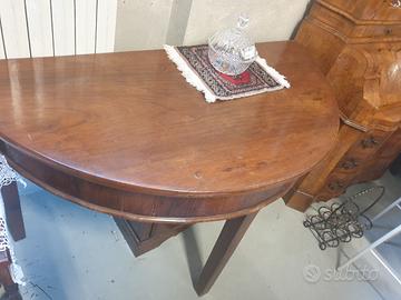 Consolle mezzaluna in legno noce epoca '800