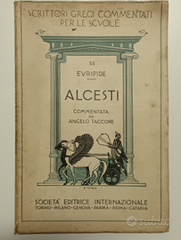 Antico libro scolastico "Alcesti" di Euripide