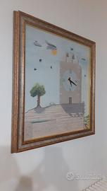 Orologio quadro realizzato a punto croce su tela