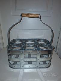 Portabottiglie in metallo zincato