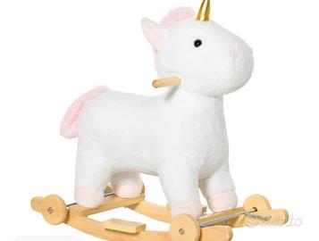 dondolo in legno e peluche unicorno nuovo 