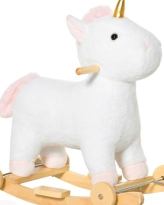 dondolo in legno e peluche unicorno nuovo 