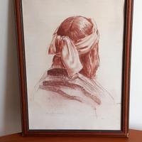 Quadro a carboncino con dedica sotto